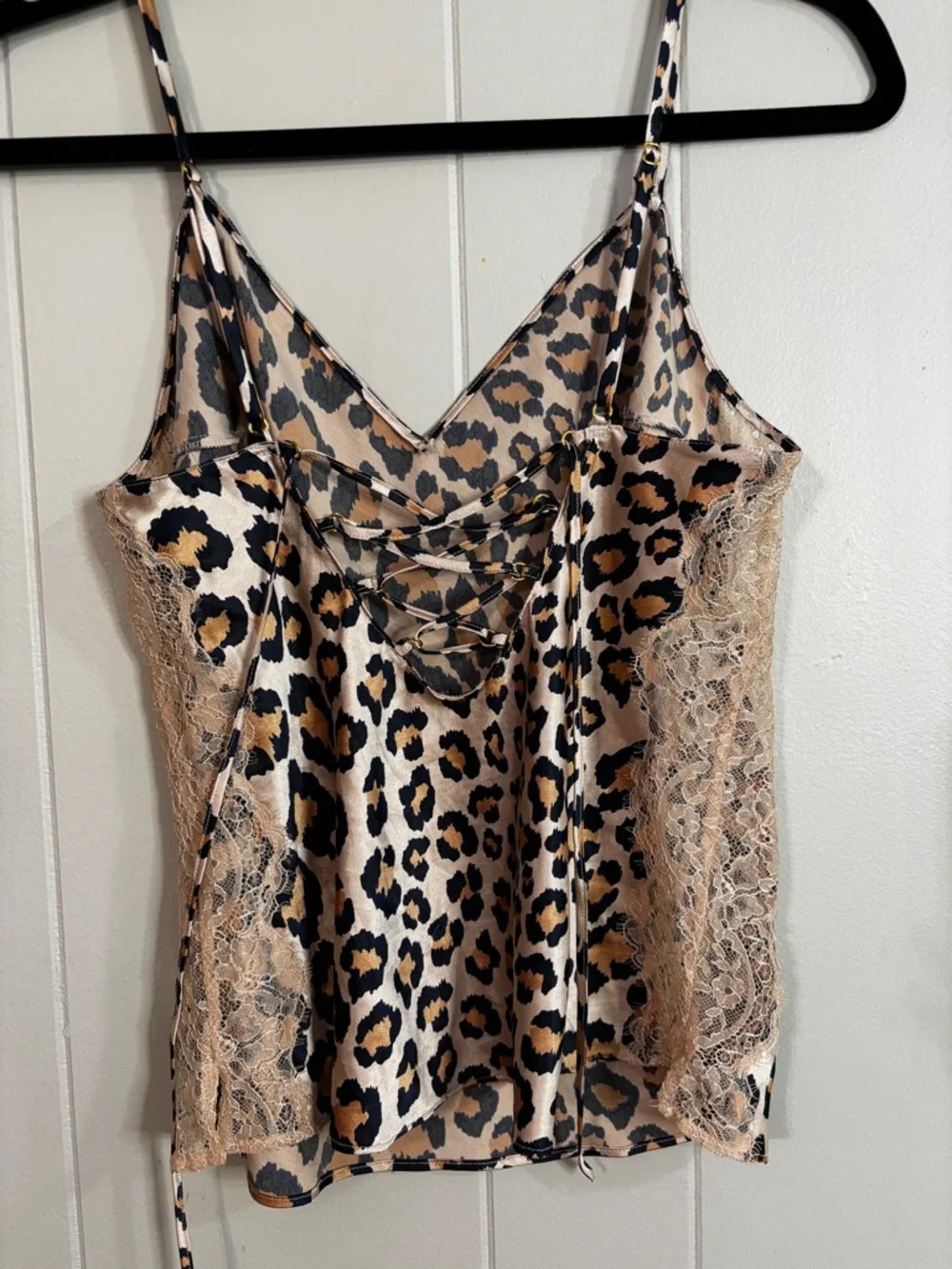 Victoria’s Secret Leopard Lace Cami XS Y2K Satin Tie Back Top Going Out - Picture 6 of 14
